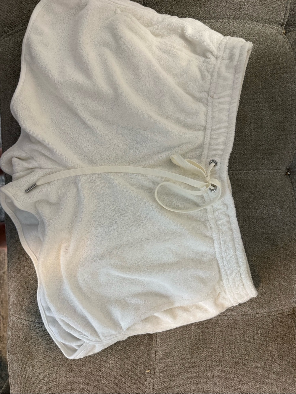 Club Monaco Plush Terry Drawstring Shorts — White